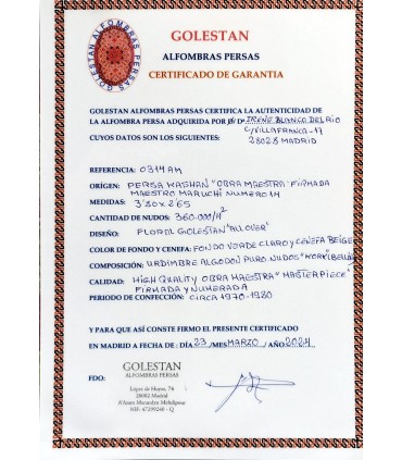 Tapete Persa Isfahan Assinado pelo Mestre Taryak Chi - Design Exclusivo - 138x220 cm